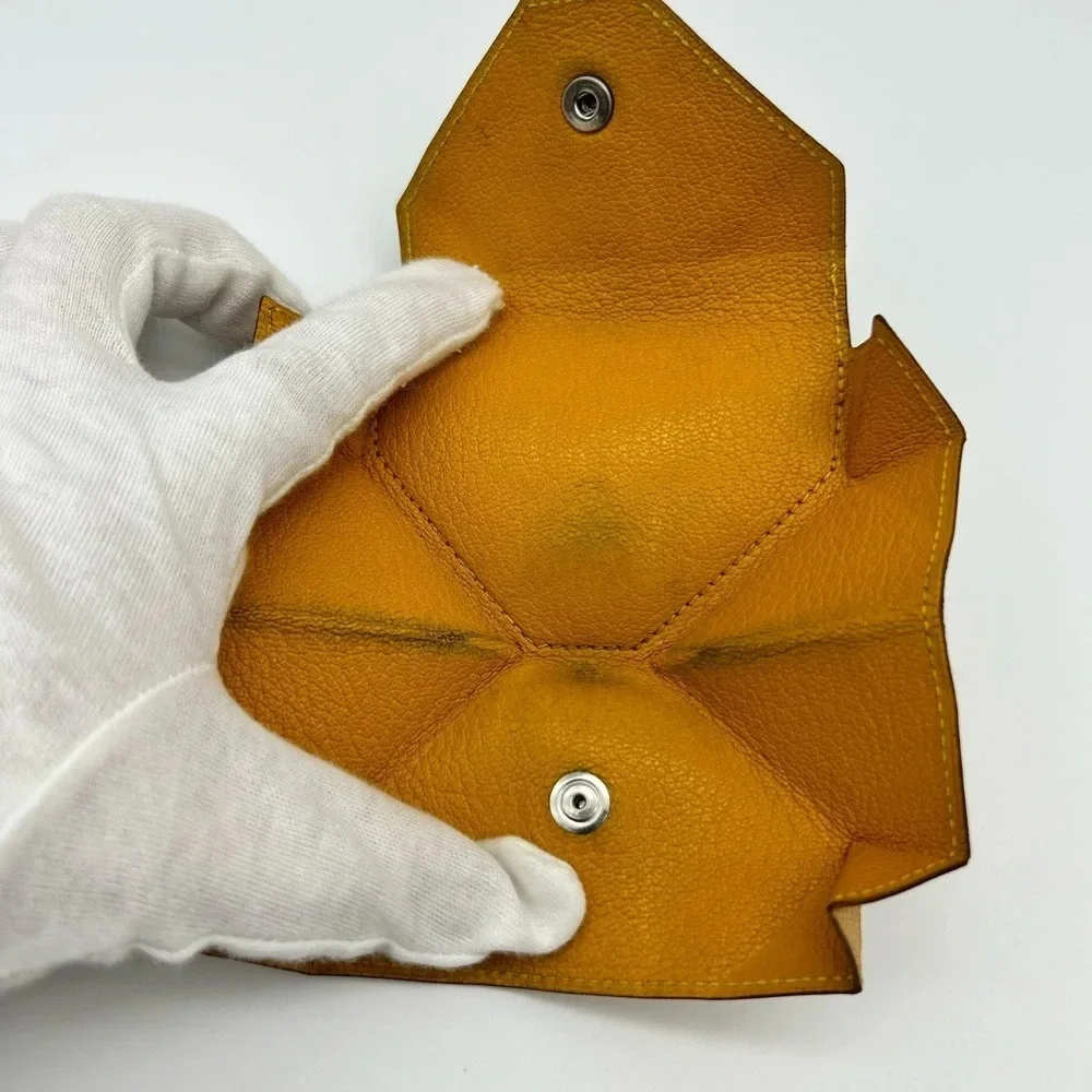 Auth HERMES Le Karan Yuit Coin Purse Yellow Leather F in Square (2002) Rare - Picture 5 of 12